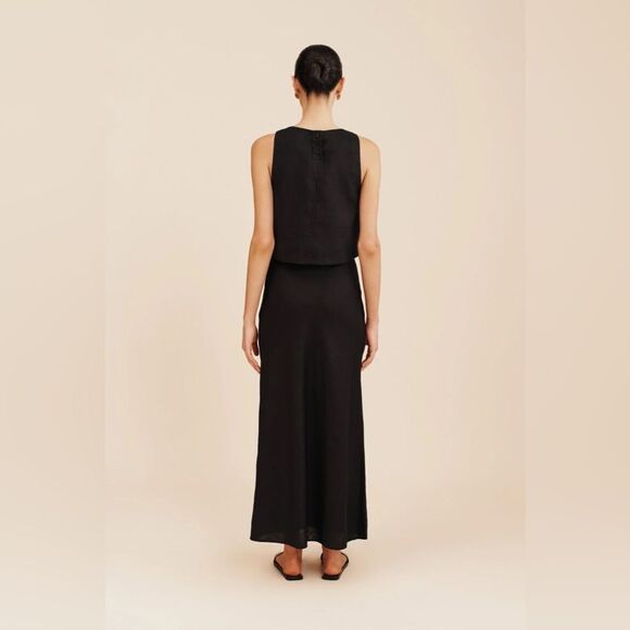 NWT POSSE AURORA LINEN MAXI SKIRT - BLACK - Picture 4 of 10